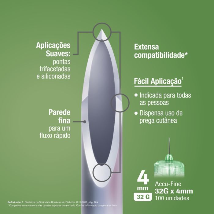 Agulha Accu-fine para caneta de insulina