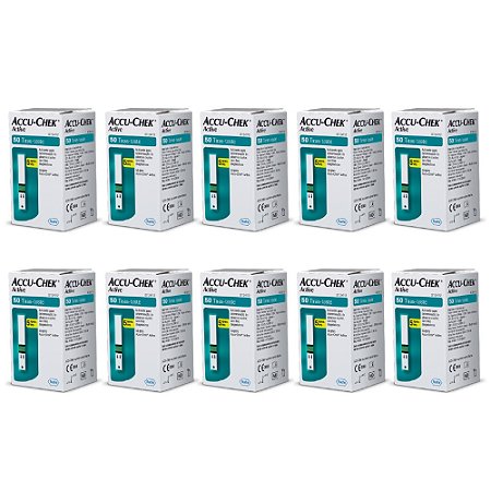 Tiras Accu Chek Active - Kit Com 10 Caixas (500 Tiras)